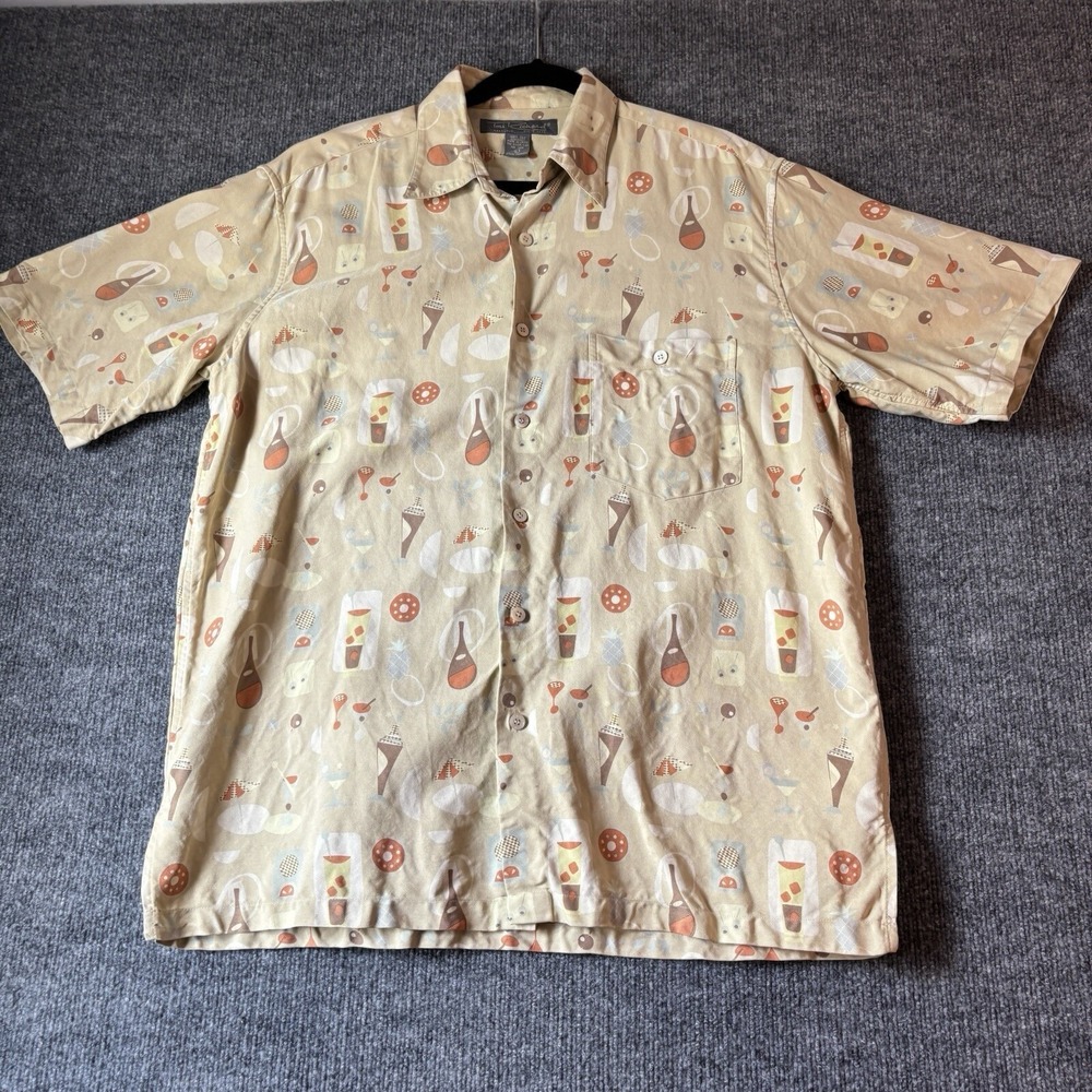 Tori Richard Button Down‎ Shirt Mens Lg Silk Cocktail Print Hawaiian ResortWear